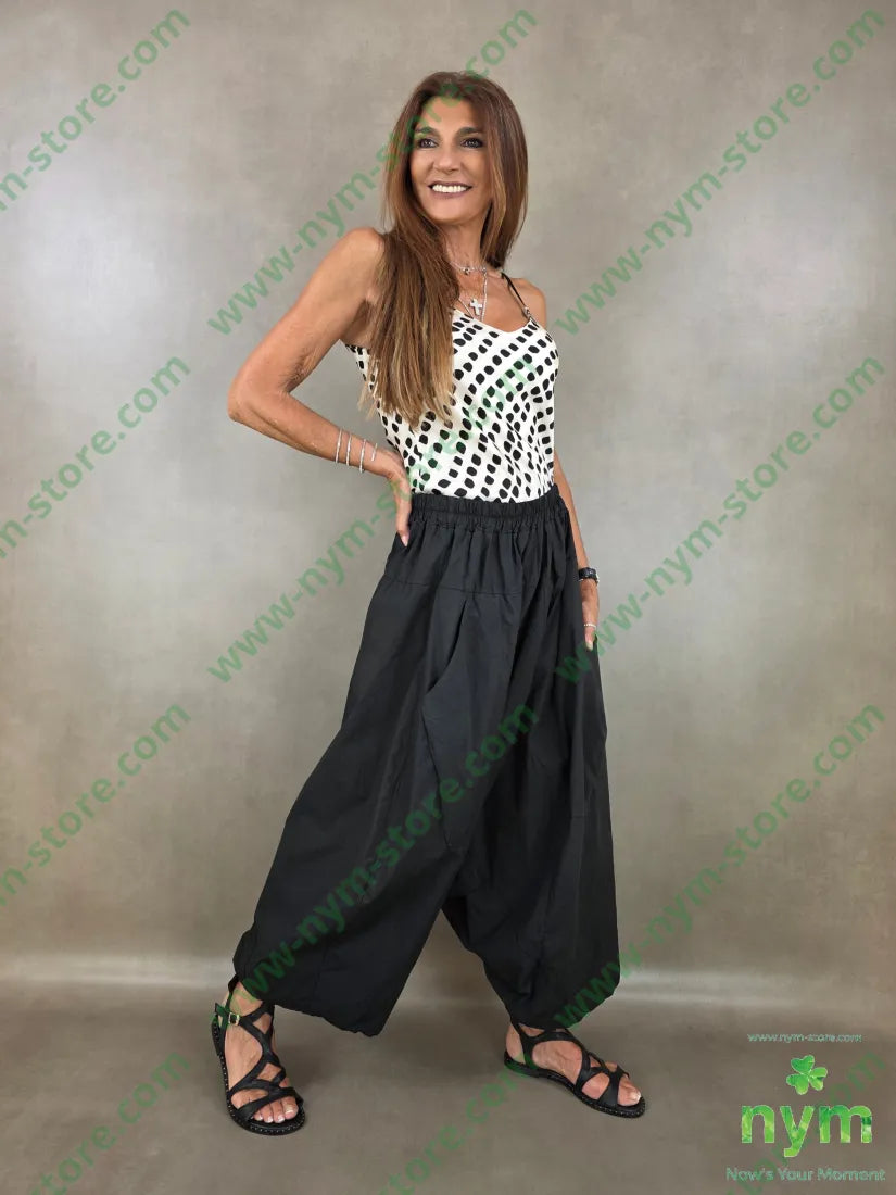 pantagonna puro cotone stropicciato 100co - U / NERO / PE26 - PANTALONE