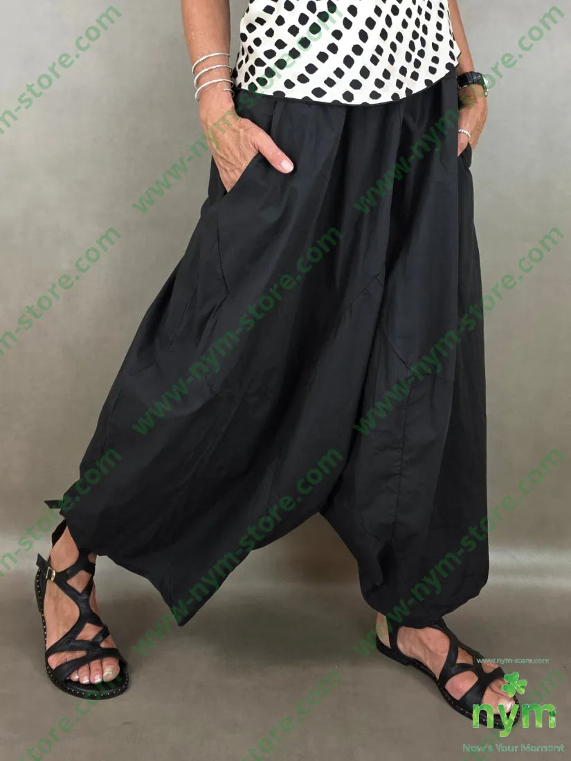 pantagonna puro cotone stropicciato 100co - U / NERO / PE26 - PANTALONE