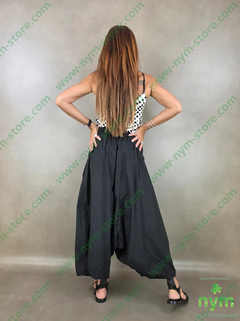 pantagonna puro cotone stropicciato 100co - U / NERO / PE26 - PANTALONE