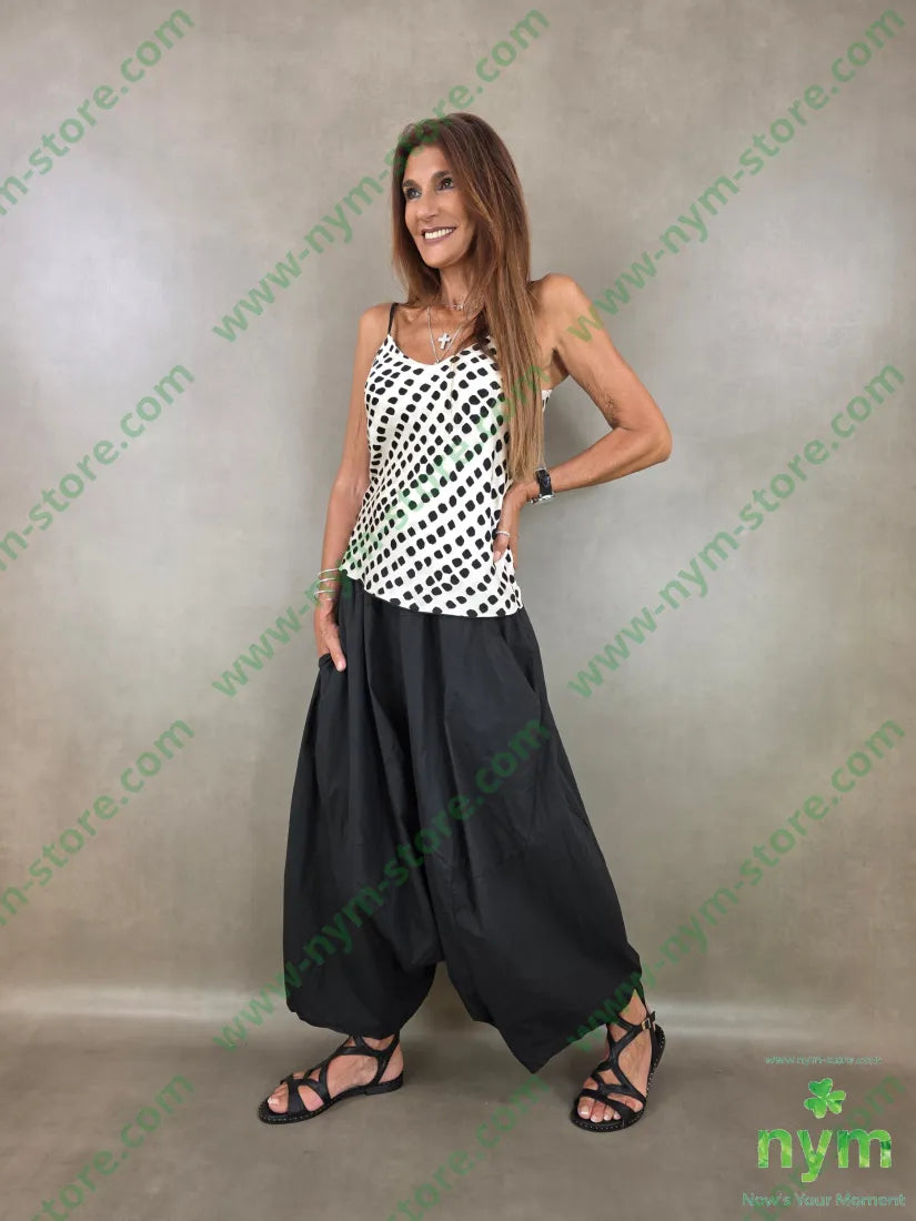 pantagonna puro cotone stropicciato 100co - U / NERO / PE26 - PANTALONE