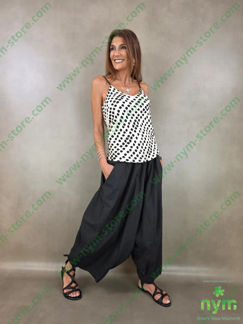 pantagonna puro cotone stropicciato 100co - U / NERO / PE26 - PANTALONE