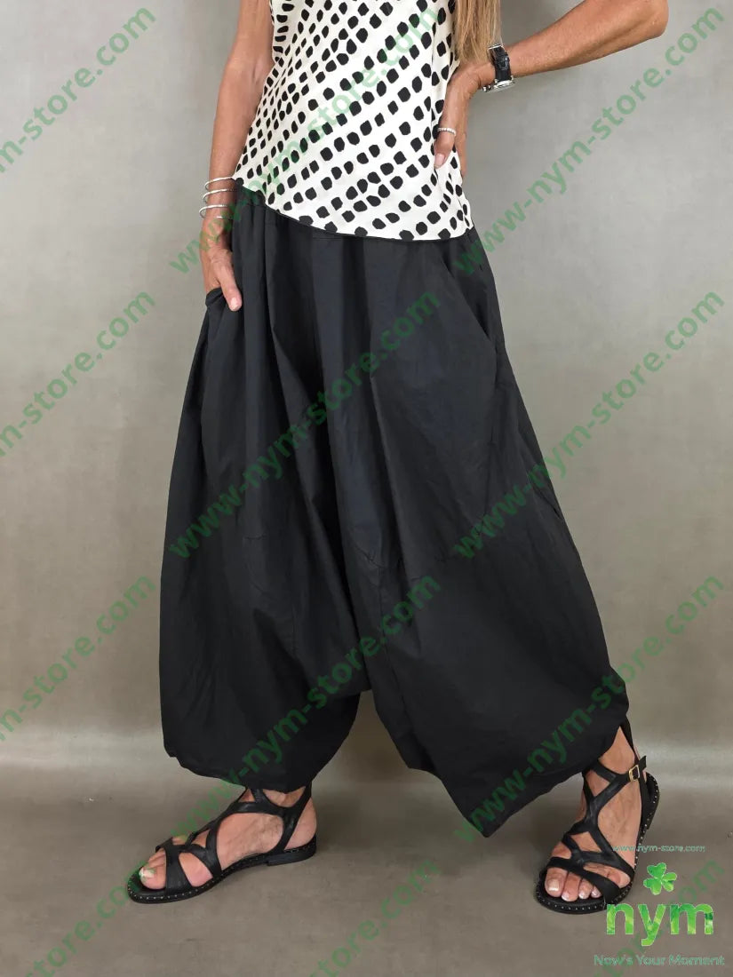 pantagonna puro cotone stropicciato 100co - U / NERO / PE26 - PANTALONE