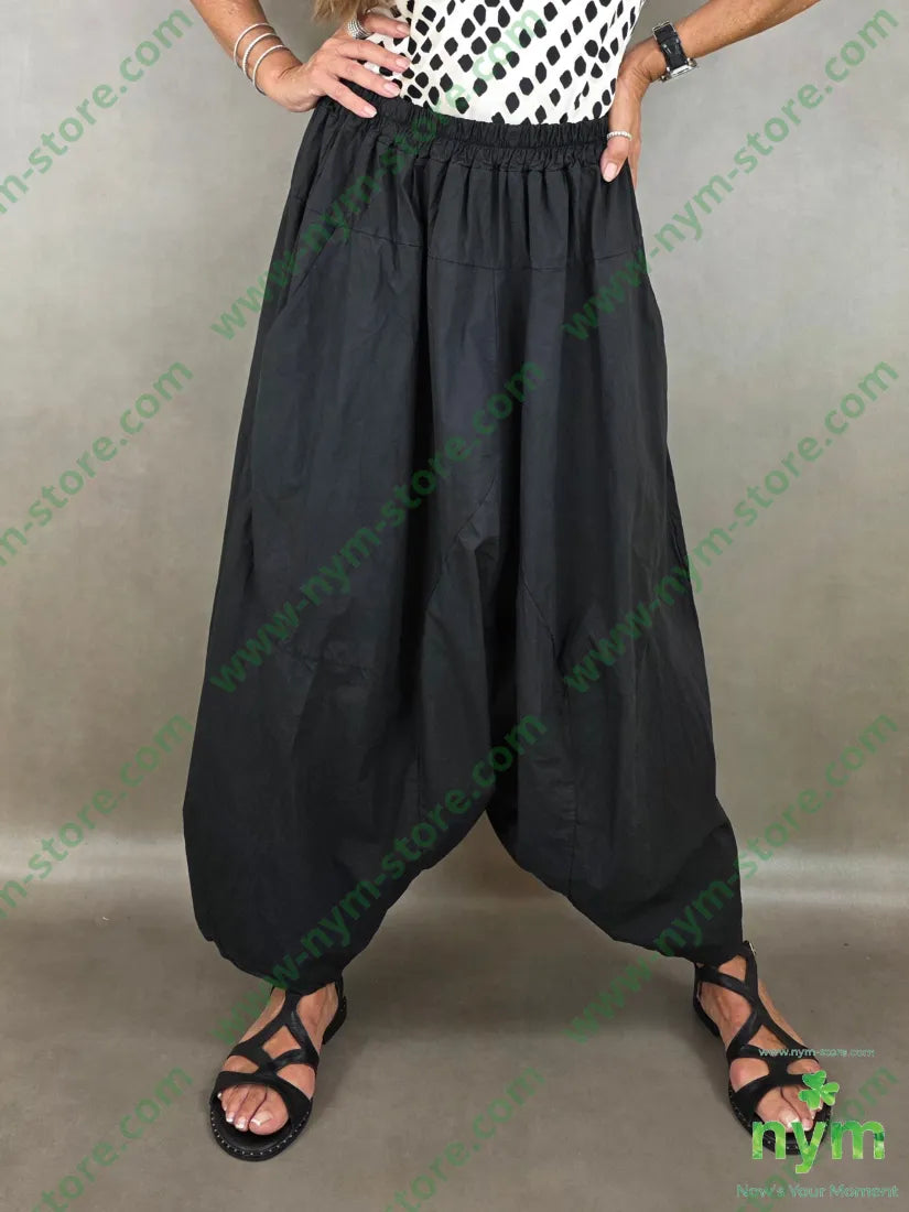 pantagonna puro cotone stropicciato 100co - U / NERO / PE26 - PANTALONE
