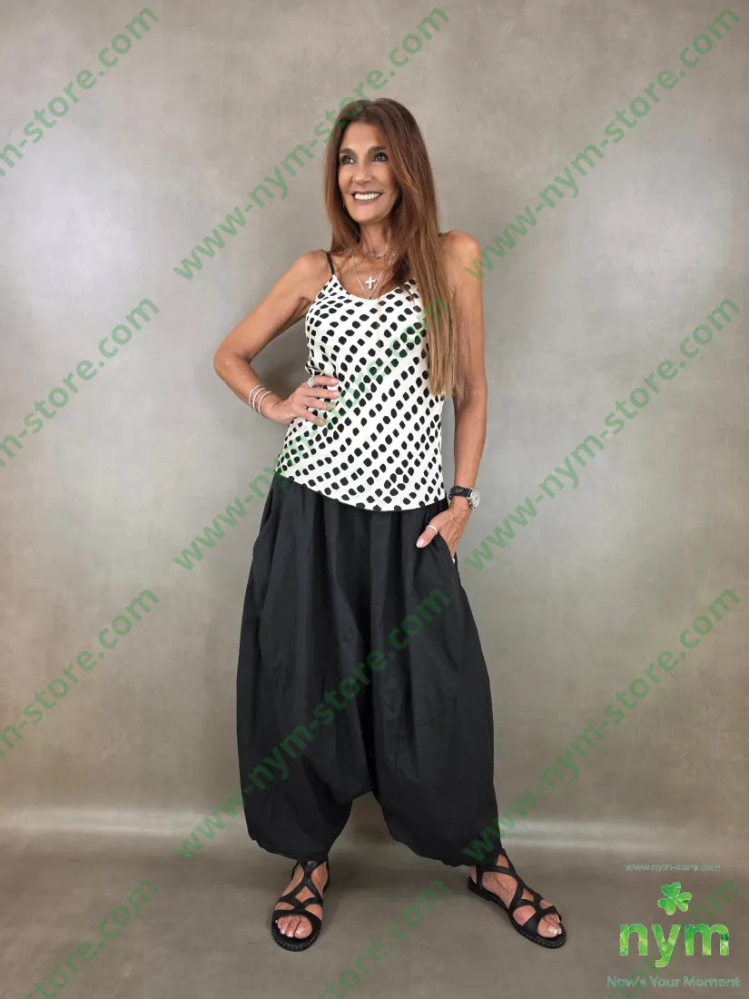 pantagonna puro cotone stropicciato 100co - U / NERO / PE26 - PANTALONE