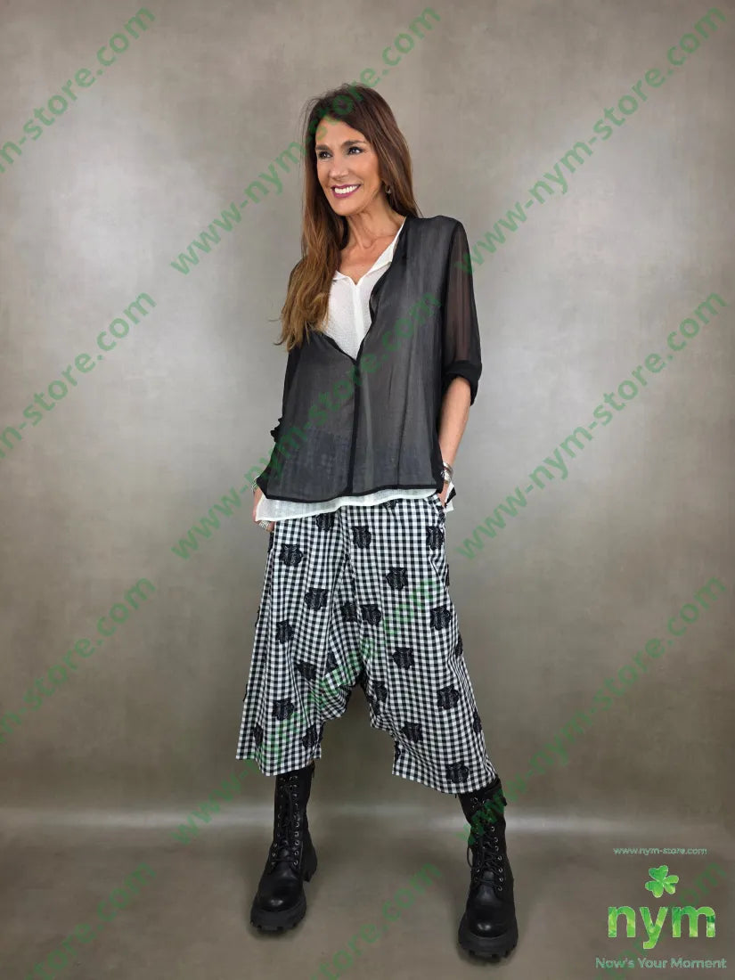 pantagonna quadro rose 100co U / NERO / PE26 PANTALONE