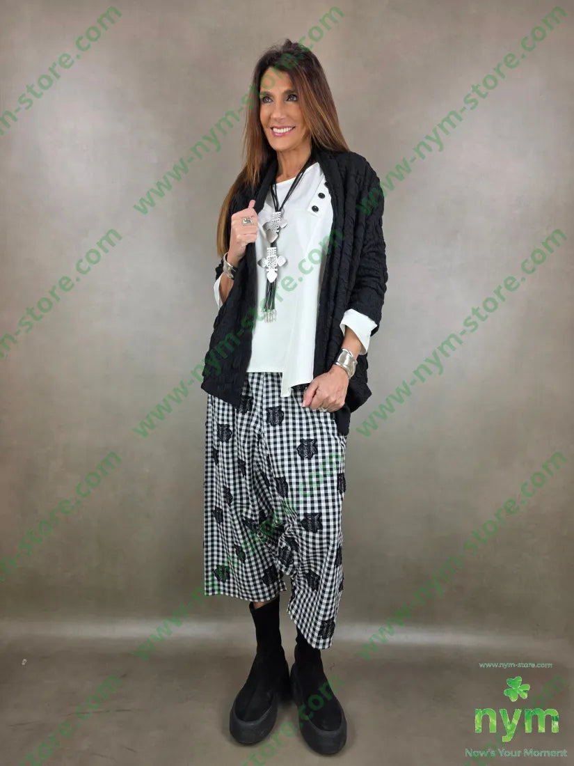 pantagonna quadro rose 100co U / NERO / PE26 PANTALONE