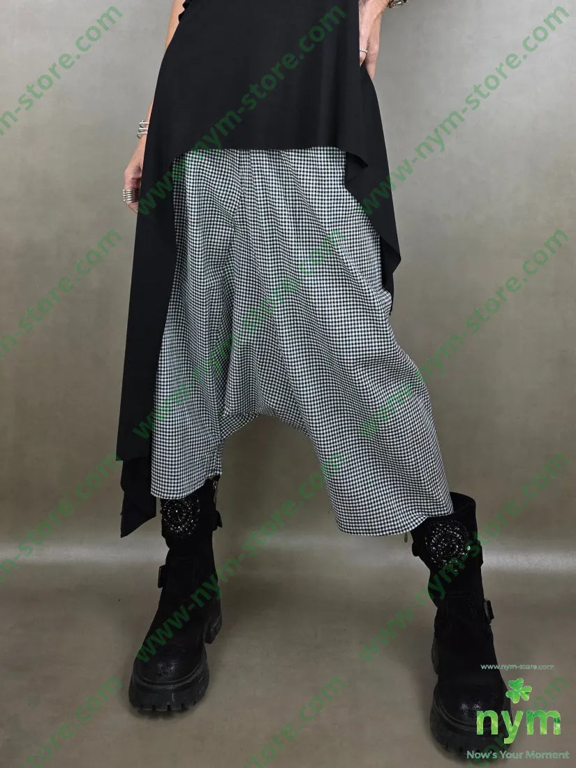 pantagonna tessuto vichy cotone 100co U / NERO / PE26 PANTALONE