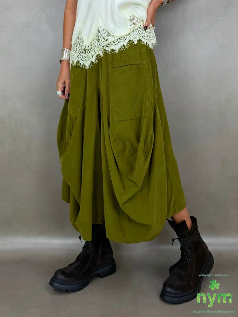 Pantagonna velluto costina 100co - U / OLIO / AI26 - PANTALONE