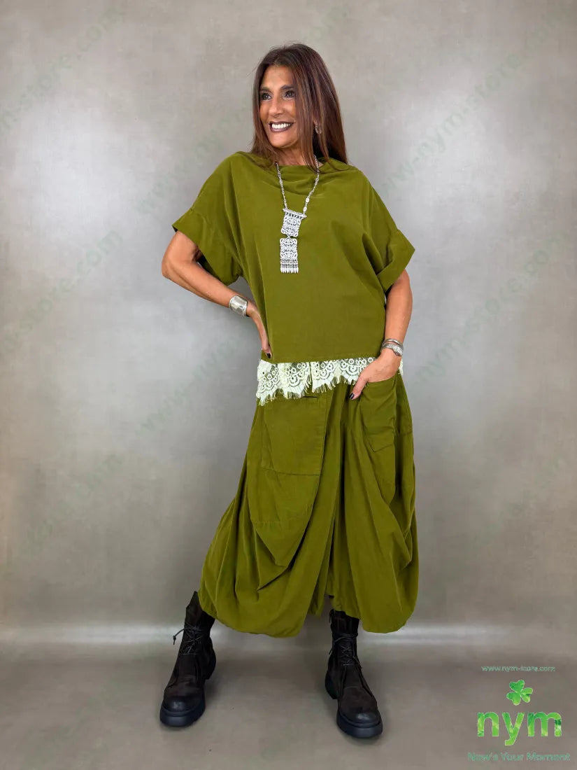 Pantagonna velluto costina 100co - U / OLIO / AI26 - PANTALONE