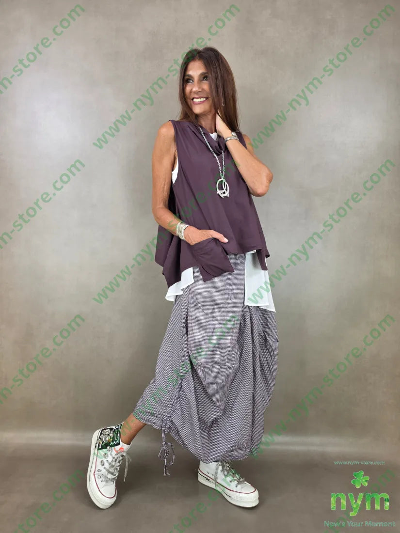 pantagonna vichy con coulisse 55co45pl - U / BORDO / PE26 - PANTALONE
