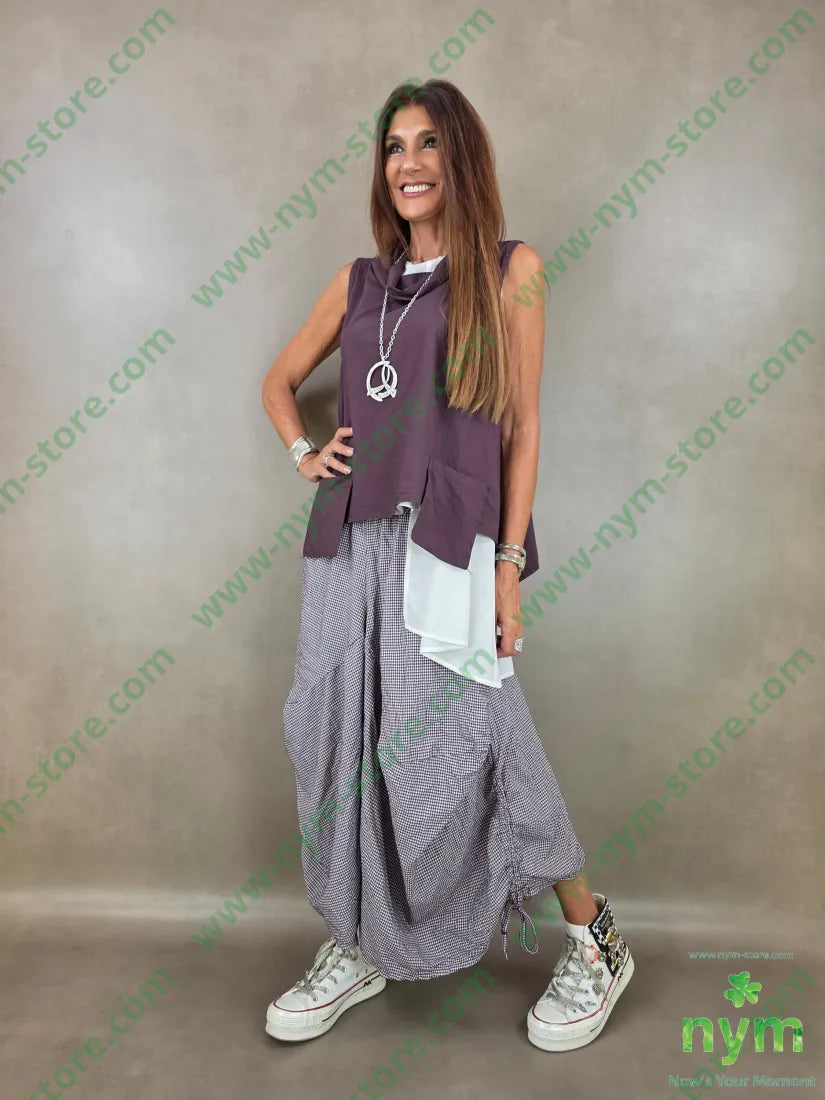 pantagonna vichy con coulisse 55co45pl - U / BORDO / PE26 - PANTALONE