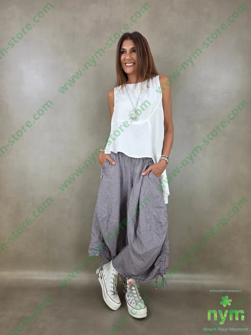 pantagonna vichy con coulisse 55co45pl - U / BORDO / PE26 - PANTALONE