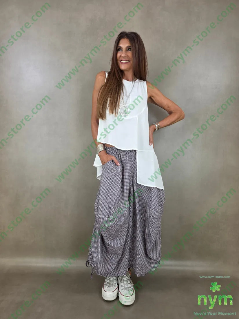 pantagonna vichy con coulisse 55co45pl - U / BORDO / PE26 - PANTALONE