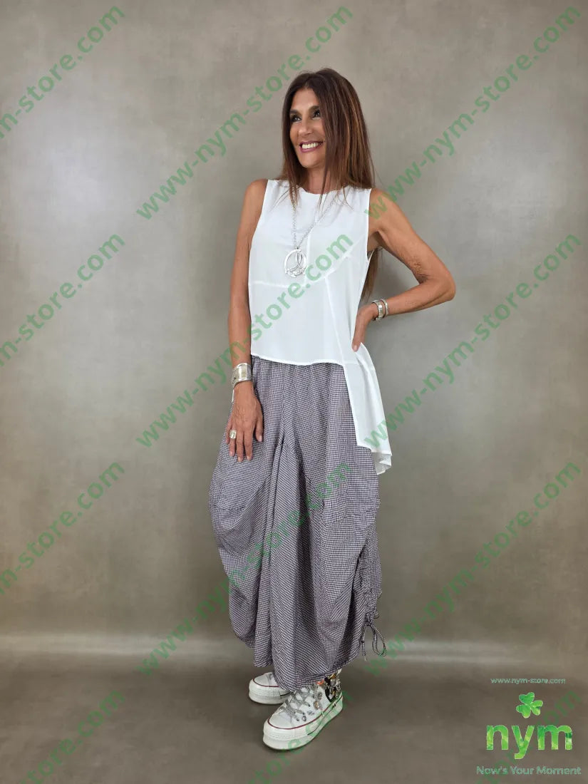 pantagonna vichy con coulisse 55co45pl - U / BORDO / PE26 - PANTALONE