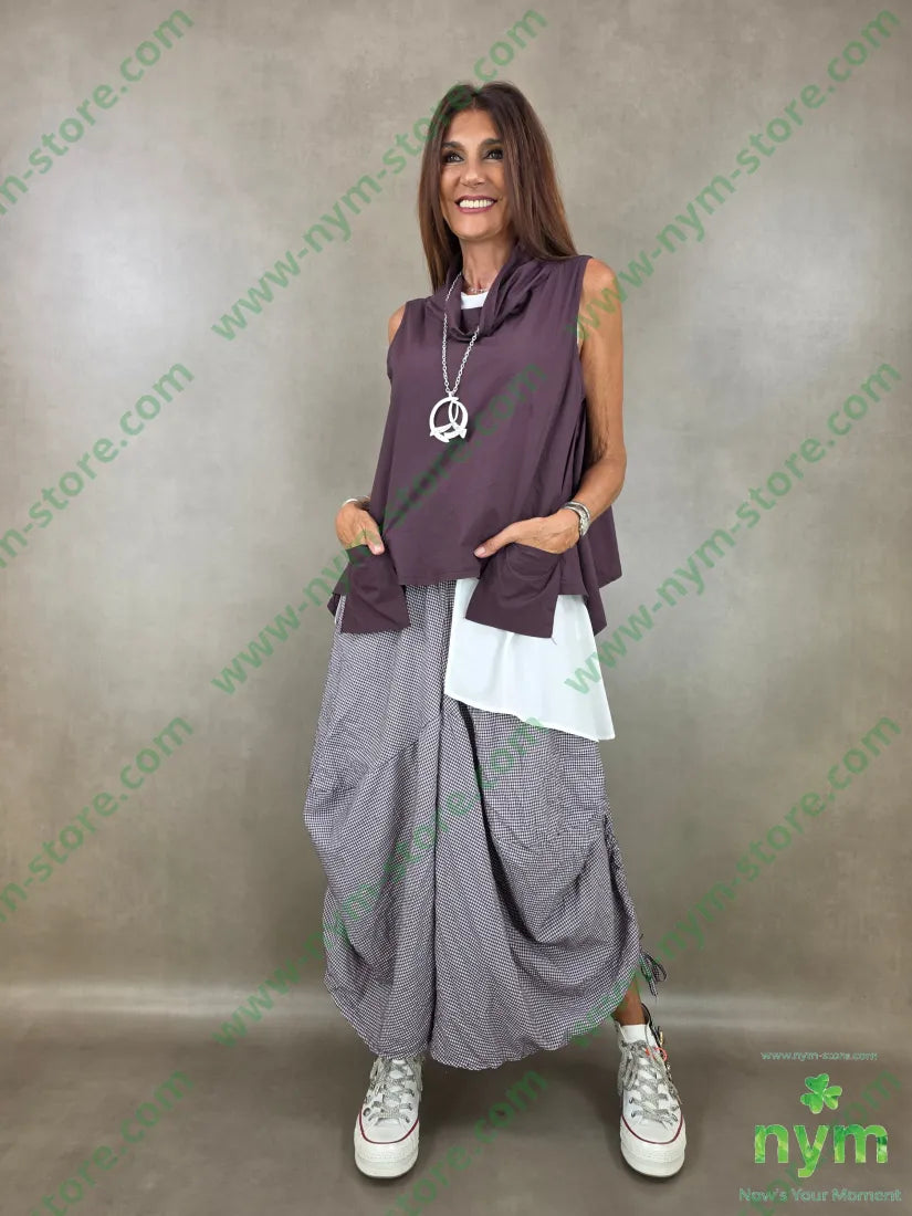 pantagonna vichy con coulisse 55co45pl - U / BORDO / PE26 - PANTALONE