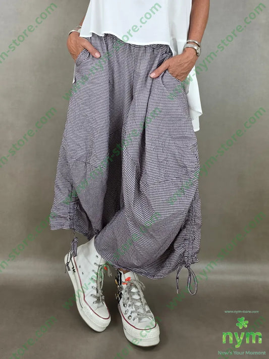 pantagonna vichy con coulisse 55co45pl - U / BORDO / PE26 - PANTALONE