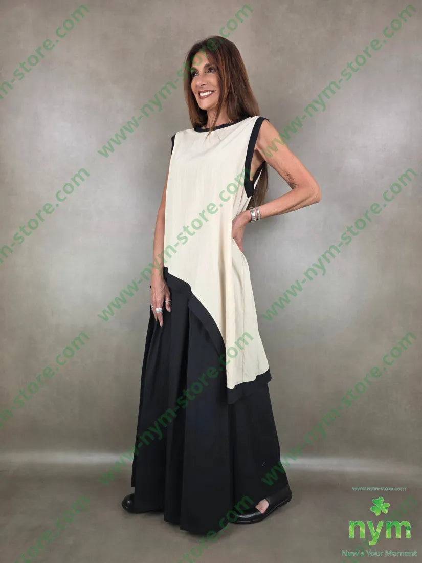 pantalone a palazzo cotone 97co3ea - PANTALONE