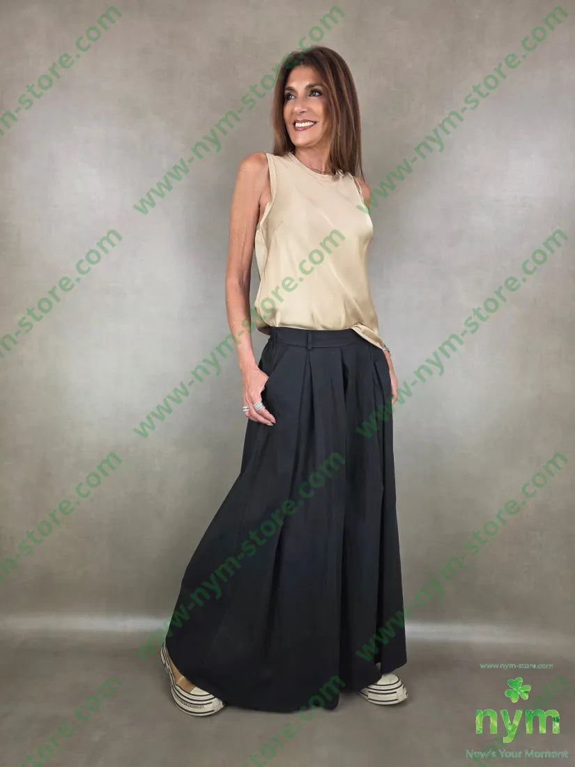 pantalone a palazzo cotone 97co3ea - PANTALONE
