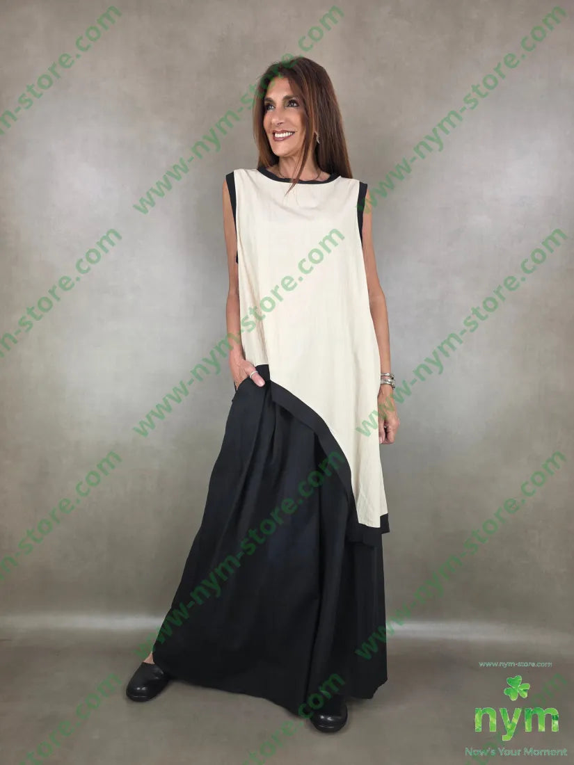 pantalone a palazzo cotone 97co3ea - PANTALONE