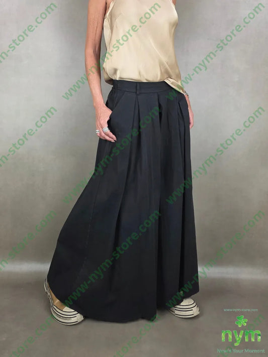 pantalone a palazzo cotone 97co3ea - U / NERO / PE26 - PANTALONE