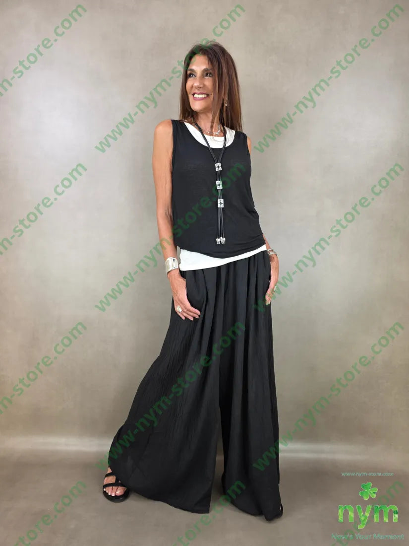 pantalone a palazzo lungo mus 100co - PANTALONE
