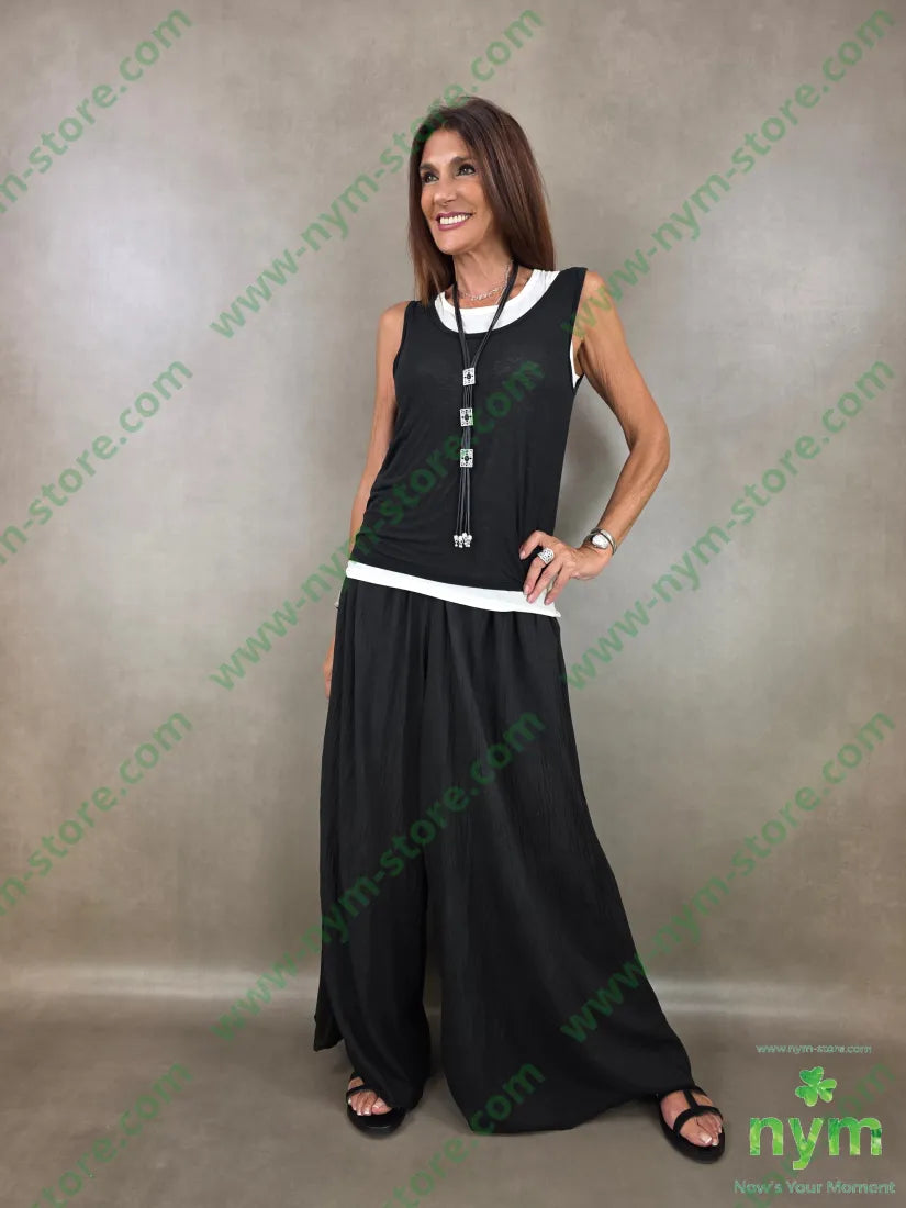 pantalone a palazzo lungo mus 100co - PANTALONE