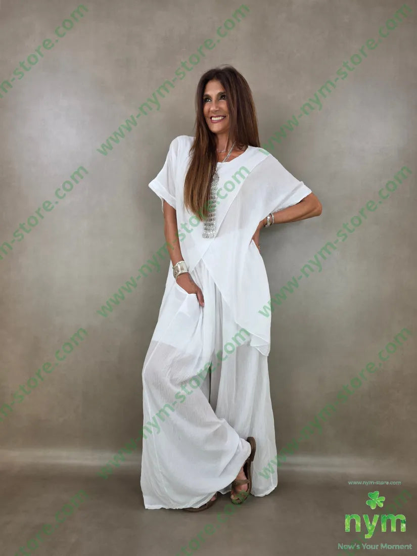 pantalone a palazzo lungo mus 100co - PANTALONE