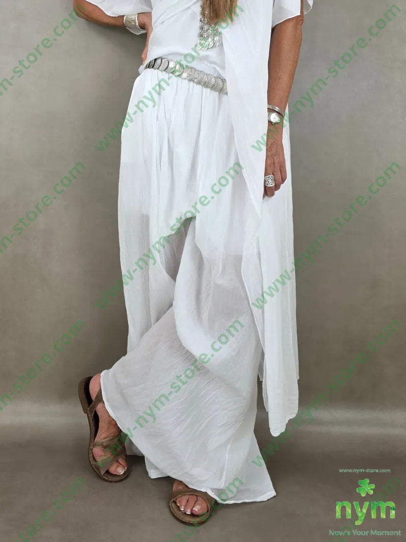 pantalone a palazzo lungo mus 100co - U / BIANCO / PE26 - PANTALONE