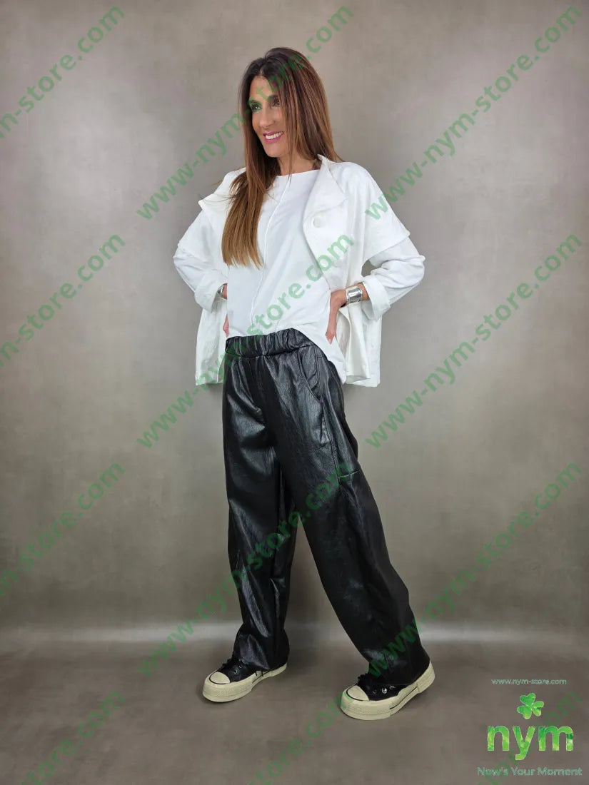 pantalone ballon finta pelle 55vi45pu U / NERO / PE26 PANTALONE