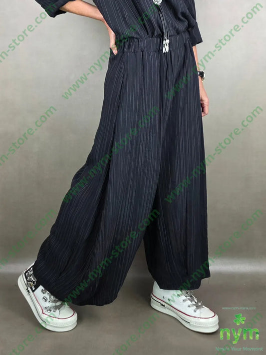 pantalone ballon tessuto riga 98vi1pl1co U / NERO / PE26 PANTALONE