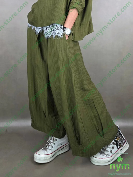 pantalone ballon tessuto riga 98vi1pl1co U / OLIVA / PE26 PANTALONE