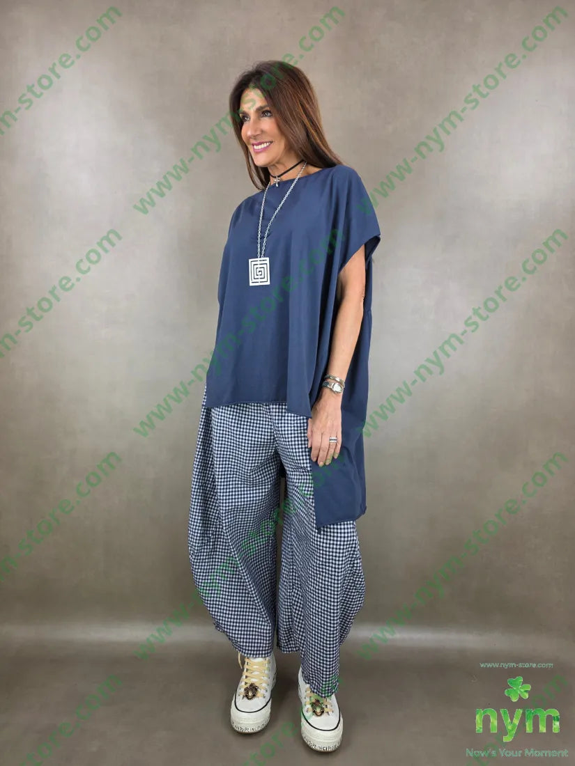 pantalone ballon vichy 65co35pl - PANTALONE