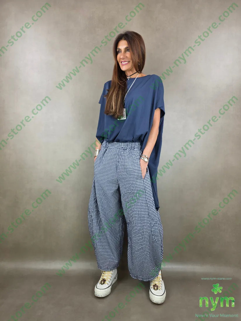 pantalone ballon vichy 65co35pl - PANTALONE