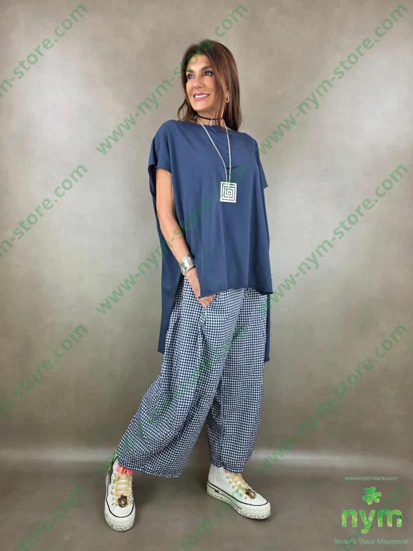 pantalone ballon vichy 65co35pl - PANTALONE