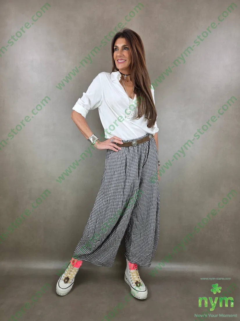 pantalone ballon vichy 65co35pl - PANTALONE