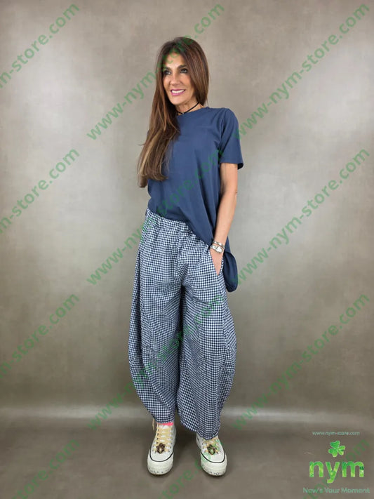 pantalone ballon vichy 65co35pl - PANTALONE