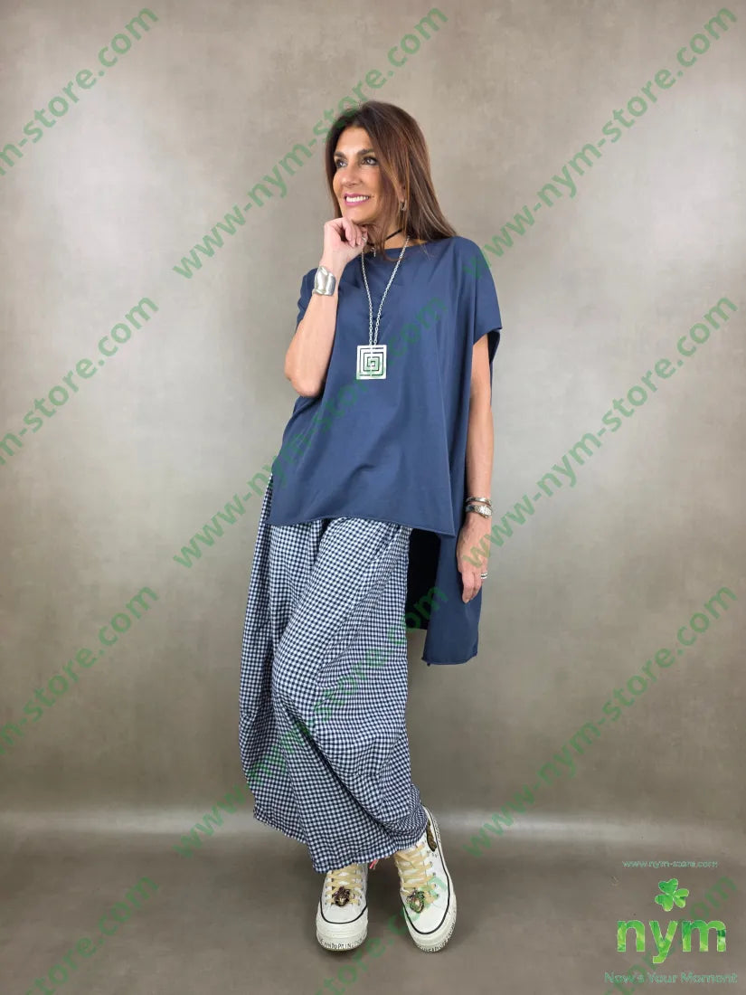 pantalone ballon vichy 65co35pl - PANTALONE