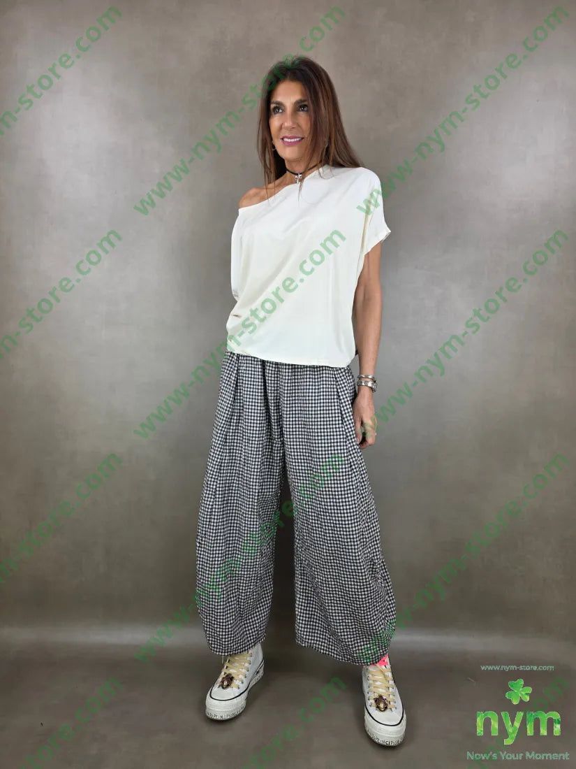 pantalone ballon vichy 65co35pl - PANTALONE