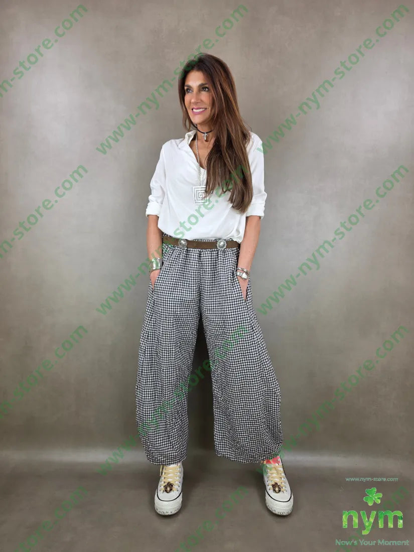 pantalone ballon vichy 65co35pl - PANTALONE