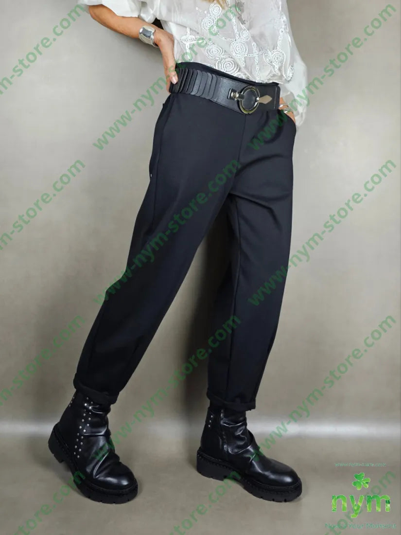 pantalone basico ad imbuto 52co40pa8ea U / NERO / AI25 PANTALONE