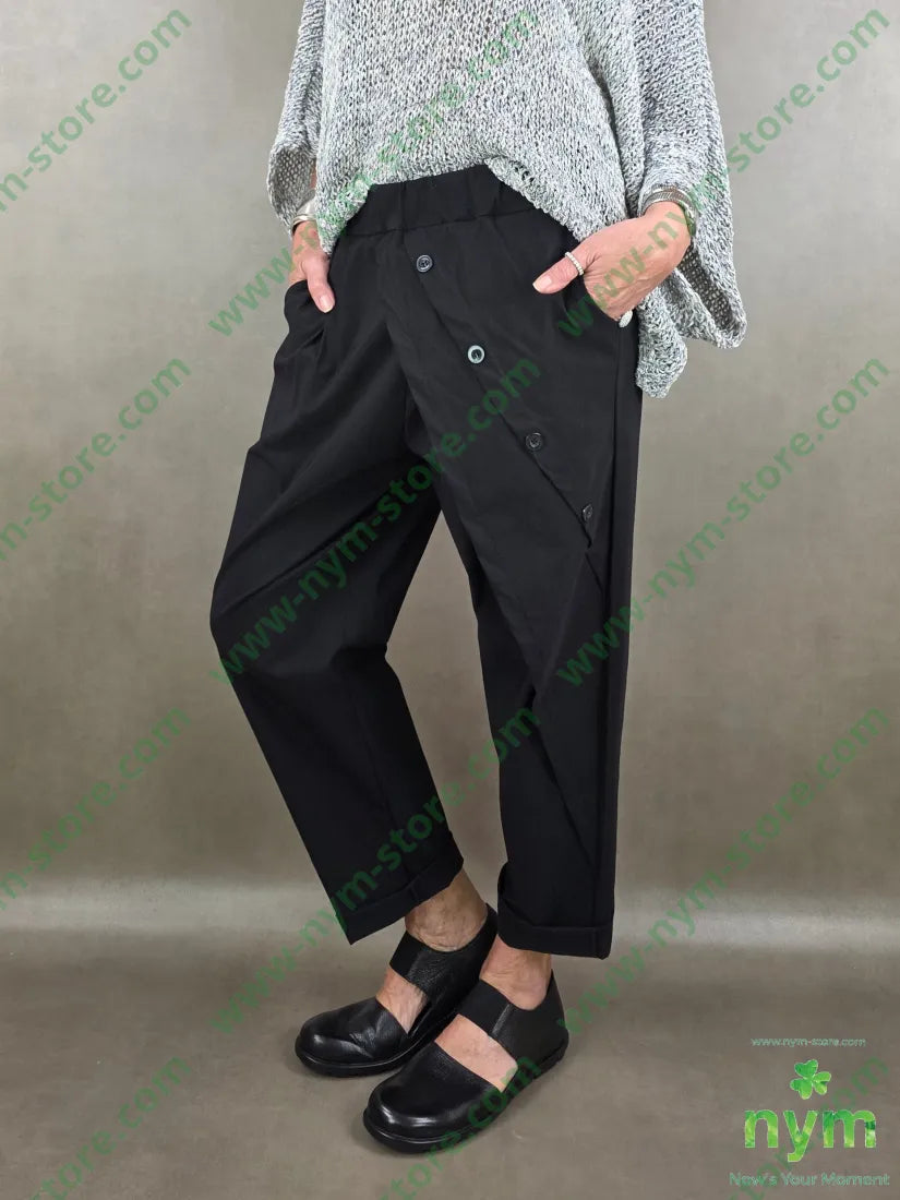 pantalone bengalina con mezzo pareo 65vi32pl3ea - U / NERO / PE26 - PANTALONE