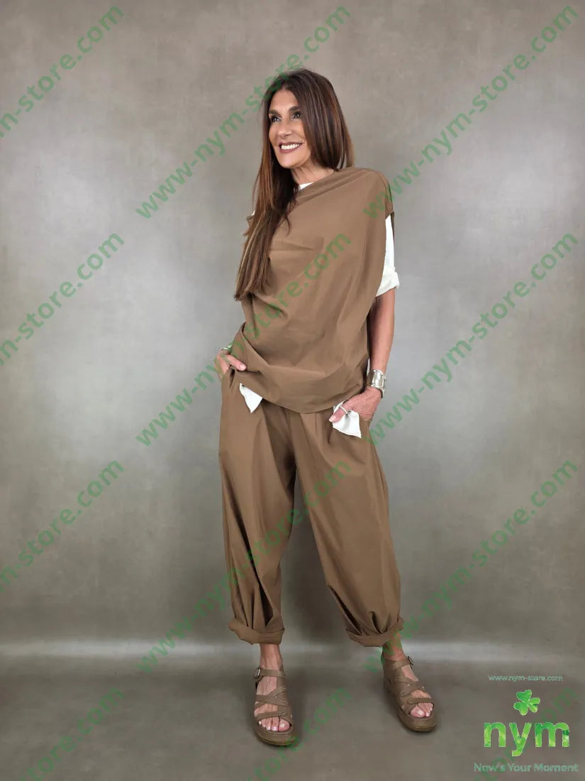 pantalone bengalina pinces polso 79vi12ny2ea - U / TABACCO / PE26 - PANTALONE