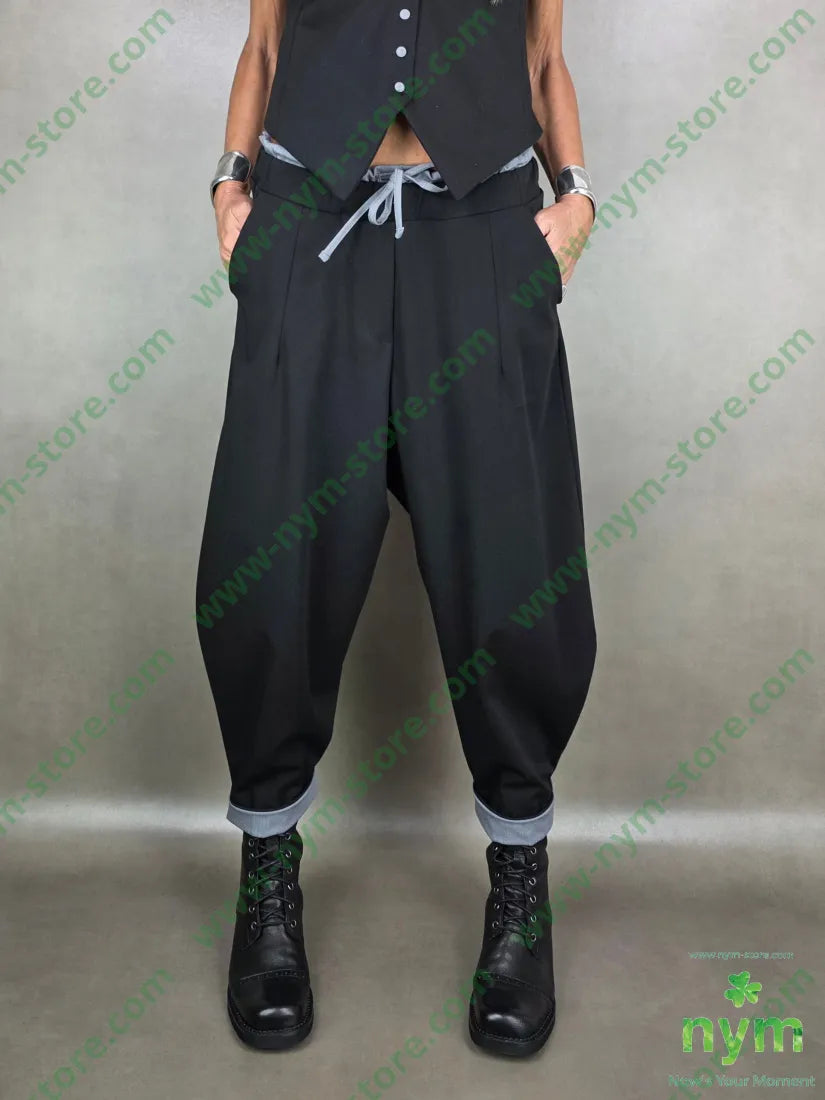 pantalone bicolor fresco lana 62pl25vi8wo5ea 1 / NERO / AI25 PANTALONE