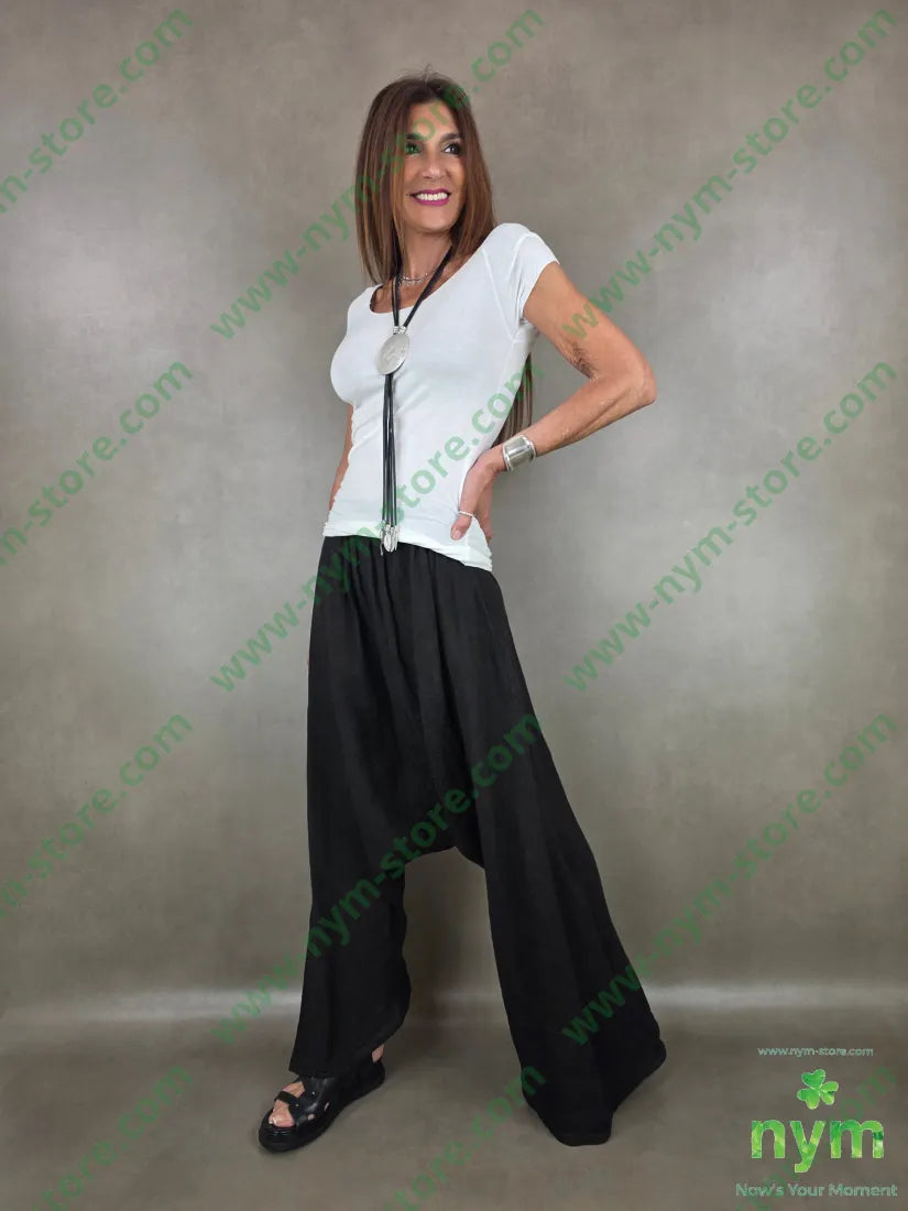 pantalone bottoni laterali cav basso 100li - U / NERO / PE26 - PANTALONE