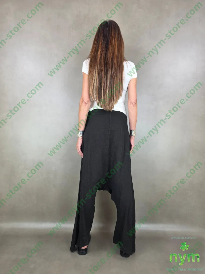 pantalone bottoni laterali cav basso 100li - U / NERO / PE26 - PANTALONE