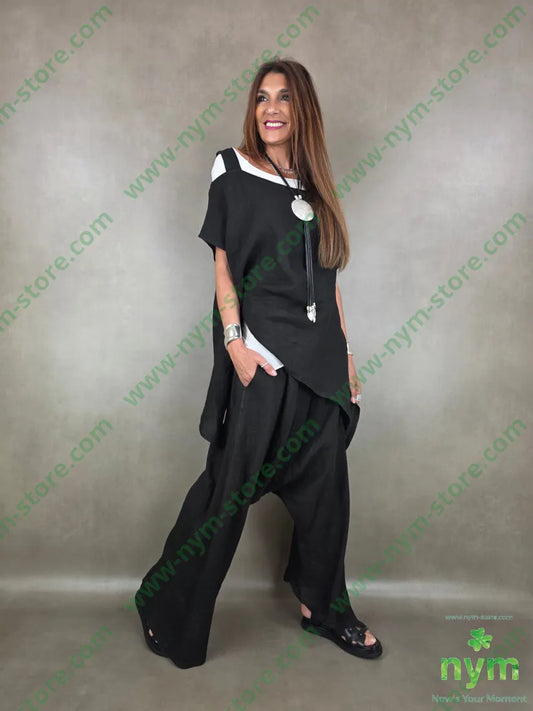 pantalone bottoni laterali cav basso 100li - U / NERO / PE26 - PANTALONE