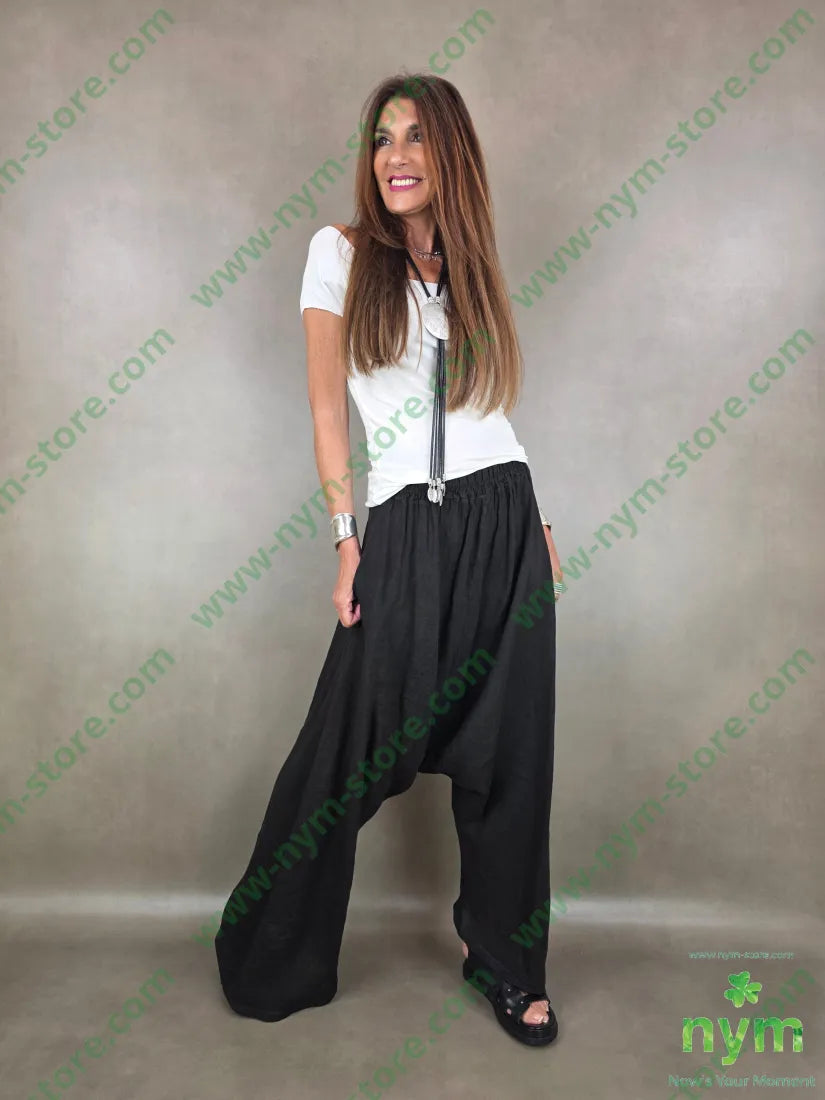 pantalone bottoni laterali cav basso 100li - U / NERO / PE26 - PANTALONE