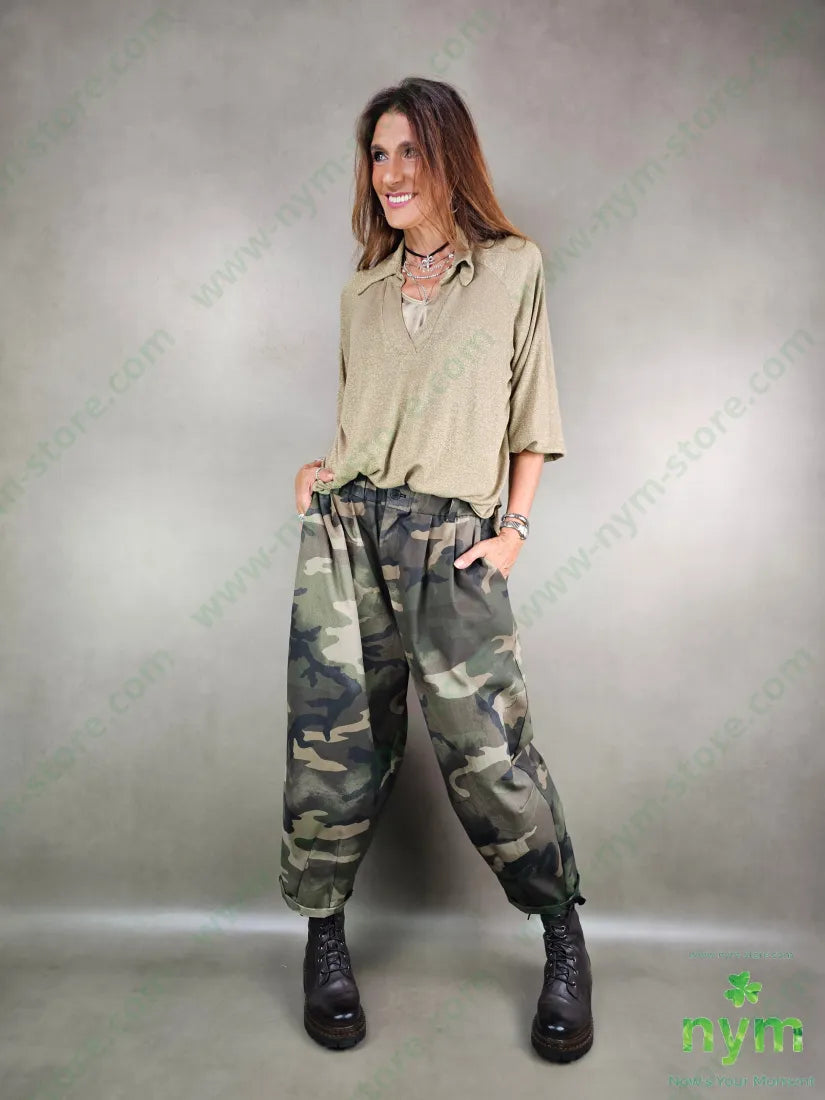 pantalone camouflage due pinces 100co U / MILITARE / AI25 PANTALONE