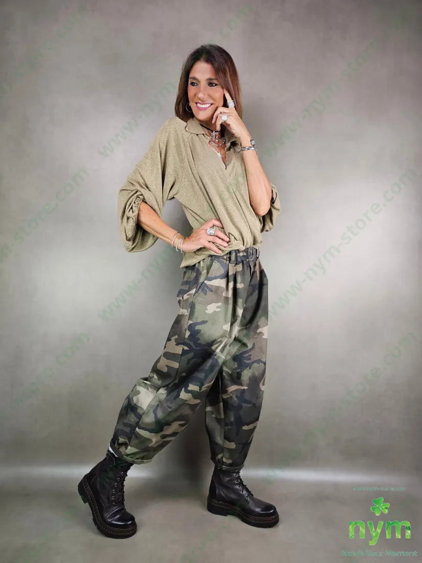 pantalone camouflage due pinces 100co U / MILITARE / AI25 PANTALONE