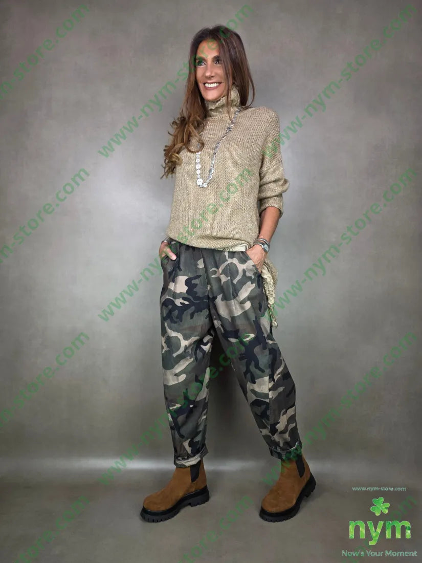 pantalone camouflage velluto 100co U / MILITARE / AI25 PANTALONE